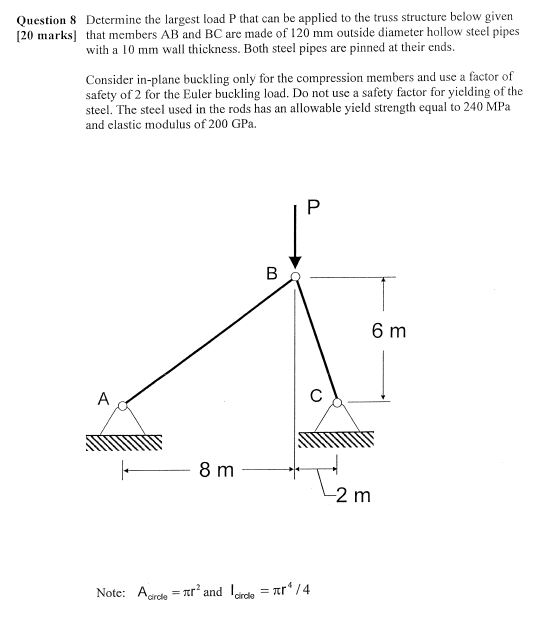 Solved Question 8 Determine the largest load P that can be | Chegg.com