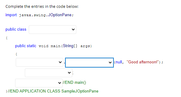 Solved Complete the entries in the code below: import | Chegg.com