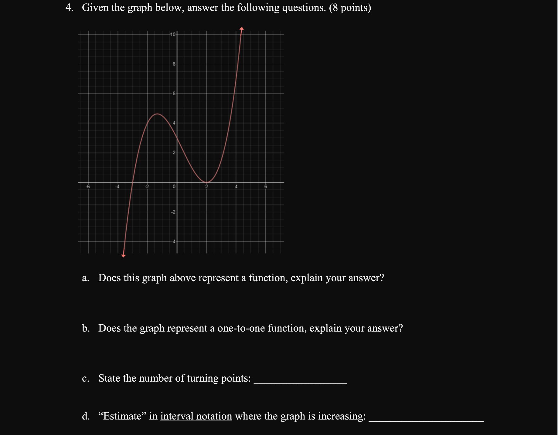 Solved 4. Given The Graph Below, Answer The Following | Chegg.com