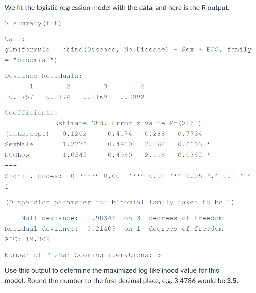 We fit the logistic regression model with the data, | Chegg.com