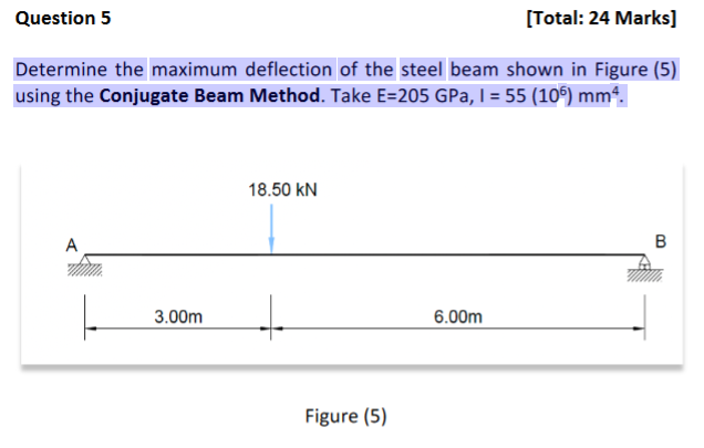 Solved Question 5 [Total: 24 Marks] Determine the maximum | Chegg.com