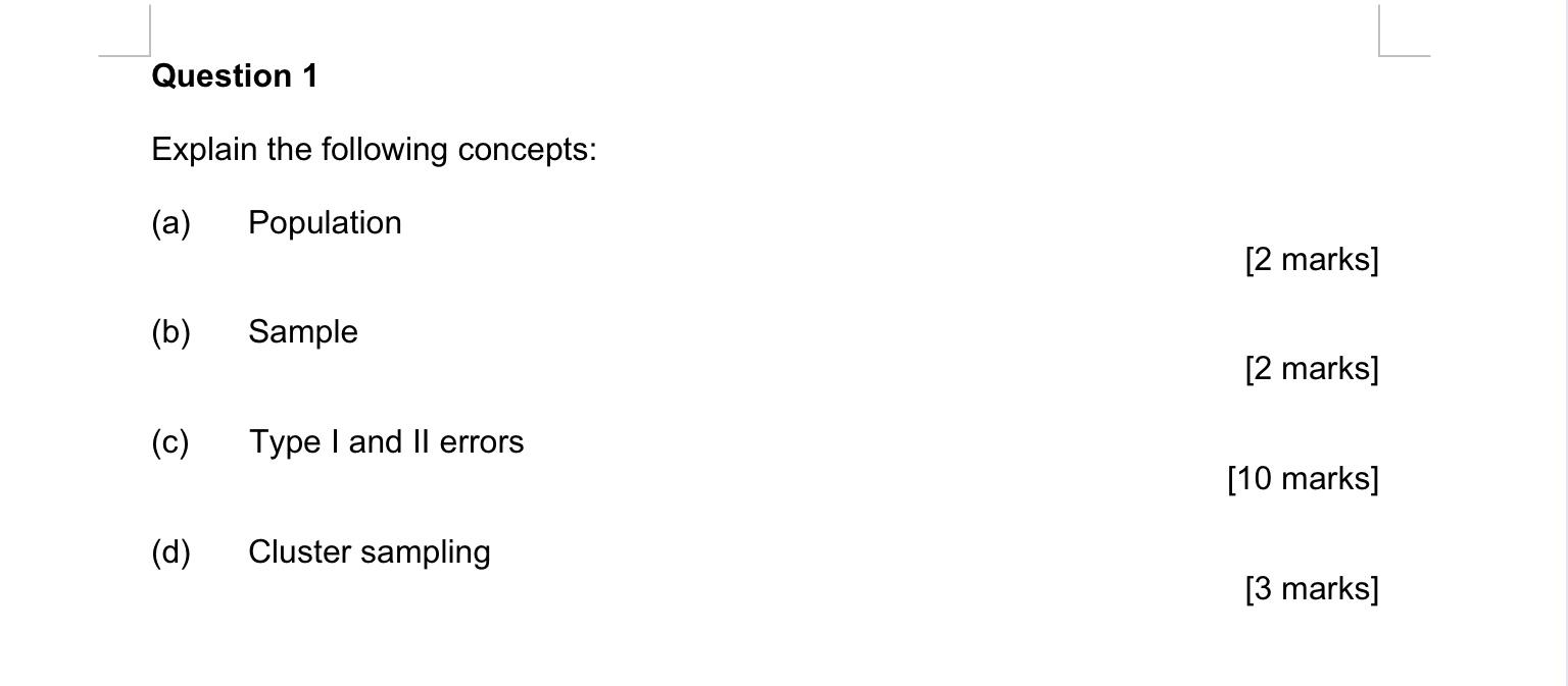 Solved Question 1 Explain the following concepts: (a) | Chegg.com