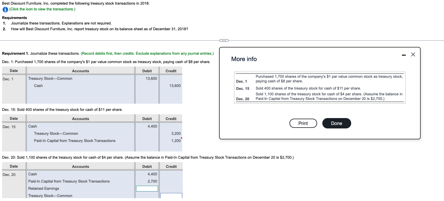 Solved Best Discount Furniture, Inc. completed the