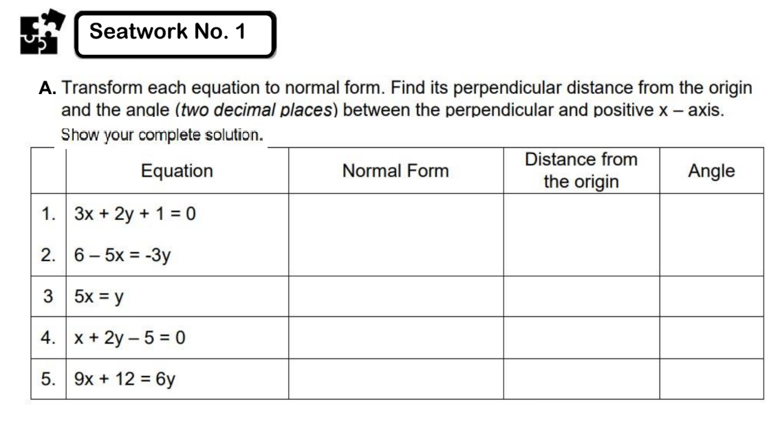 Solved A. Transform each equation to normal form. Find its | Chegg.com