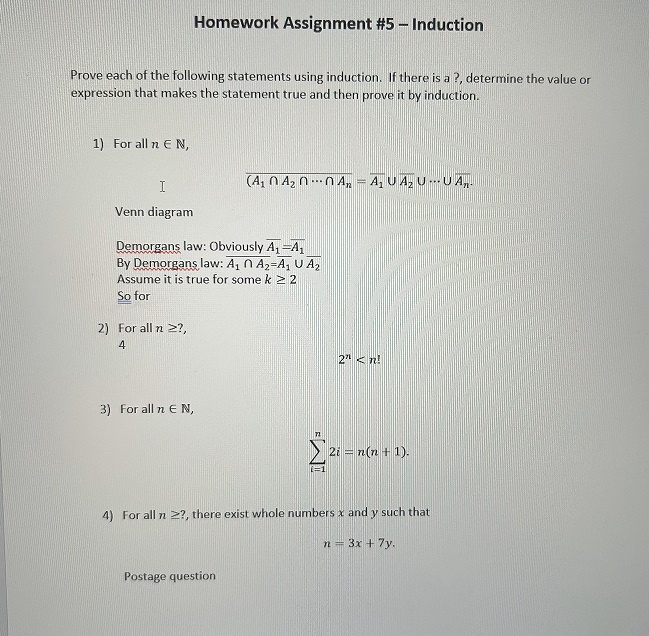 Solved Homework Assignment \#5 - Induction Prove Each Of The | Chegg.com