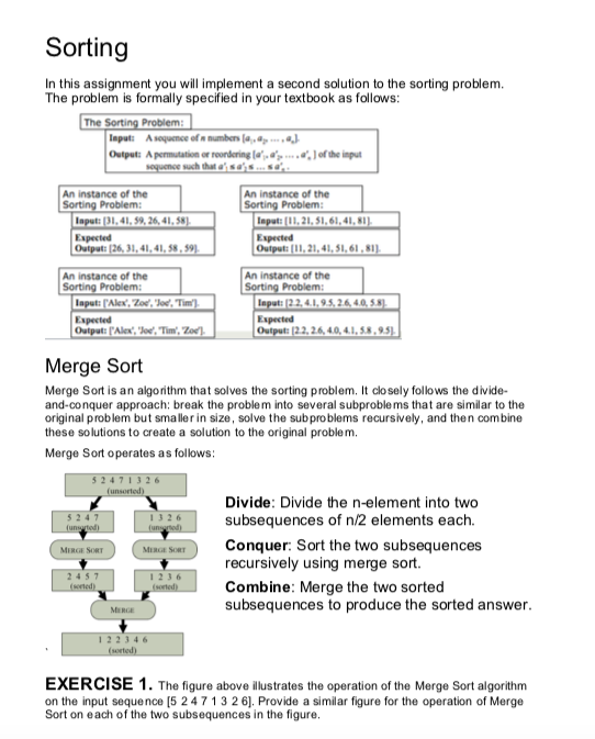 Solved Sorting In this assignment you will implement a | Chegg.com