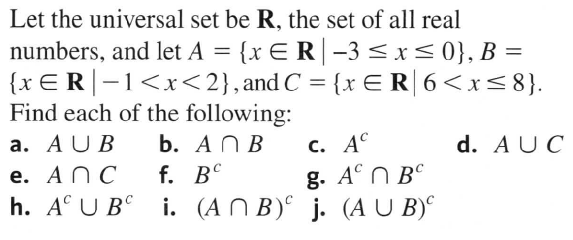 Solved Let the universal set be R, the set of all real | Chegg.com