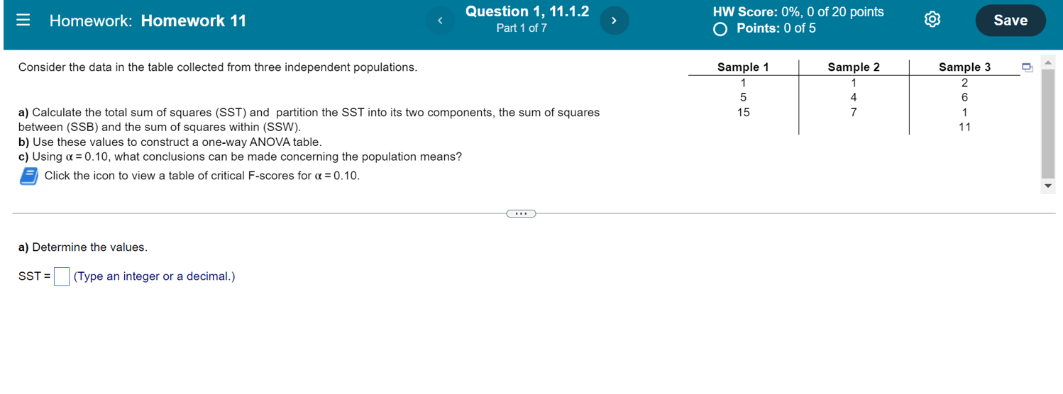 Solved = Homework: Homework 11 Question 1, 11.1.2 Part 1 of | Chegg.com