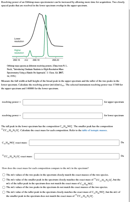 Resolving power of an Orbitrap mass spectrometer can | Chegg.com