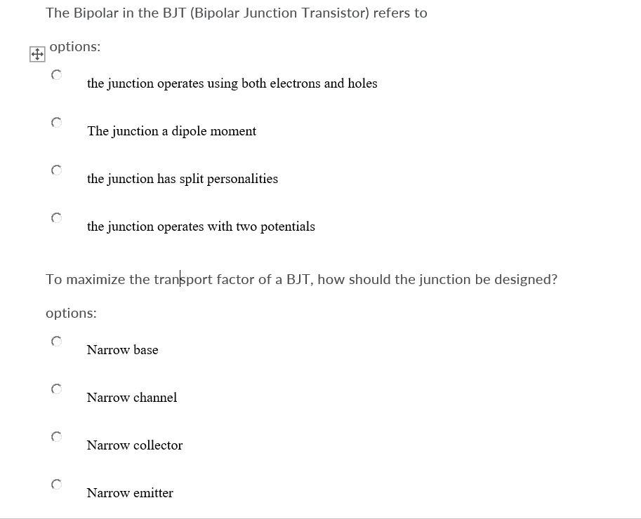 Solved The Bipolar in the BJT (Bipolar Junction Transistor) | Chegg.com