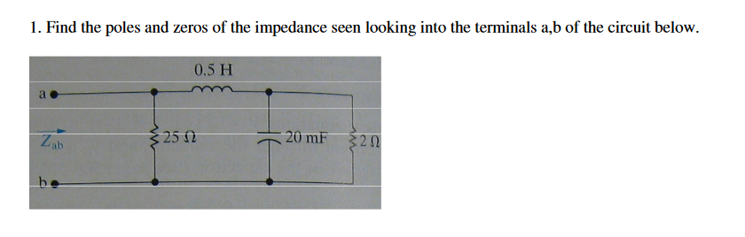 Solved 1. Find the poles and zeros of the impedance seen | Chegg.com