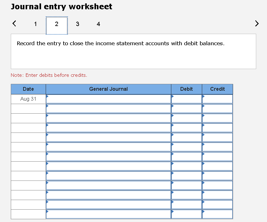 Journal Entry Worksheet Template