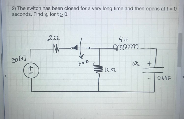 Solved 2) The switch has been closed for a very long time | Chegg.com