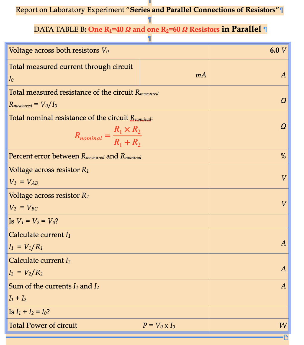 Solved Report On Laboratory Experiment “Series And Parallel | Chegg.com