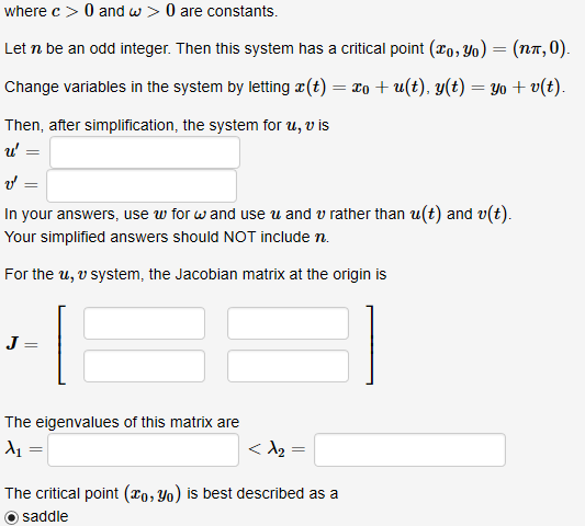 Solved For The System Of Differential Equations X T Y Y Chegg Com