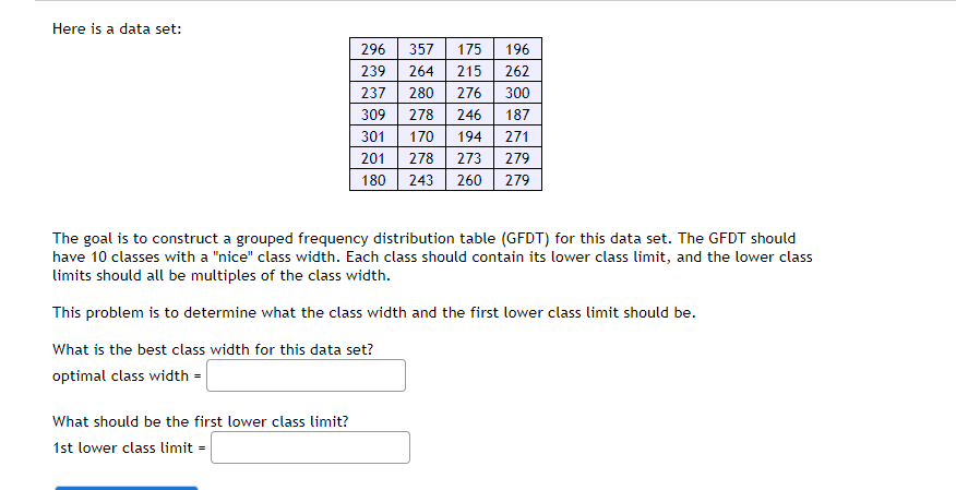 Solved Here is a data set: 296 239 237 309 301 357 264 280 | Chegg.com