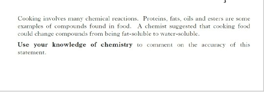 Solved Cooking involves many chemical reactions. Proteins, | Chegg.com