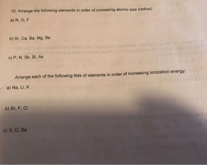 solved-10-arrange-the-following-elements-in-order-of-chegg