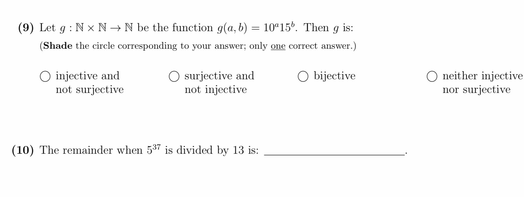 Solved 9 Let G Nx N N Be The Function G A B 10 15 Chegg Com
