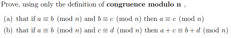 definition of congruence modulo n