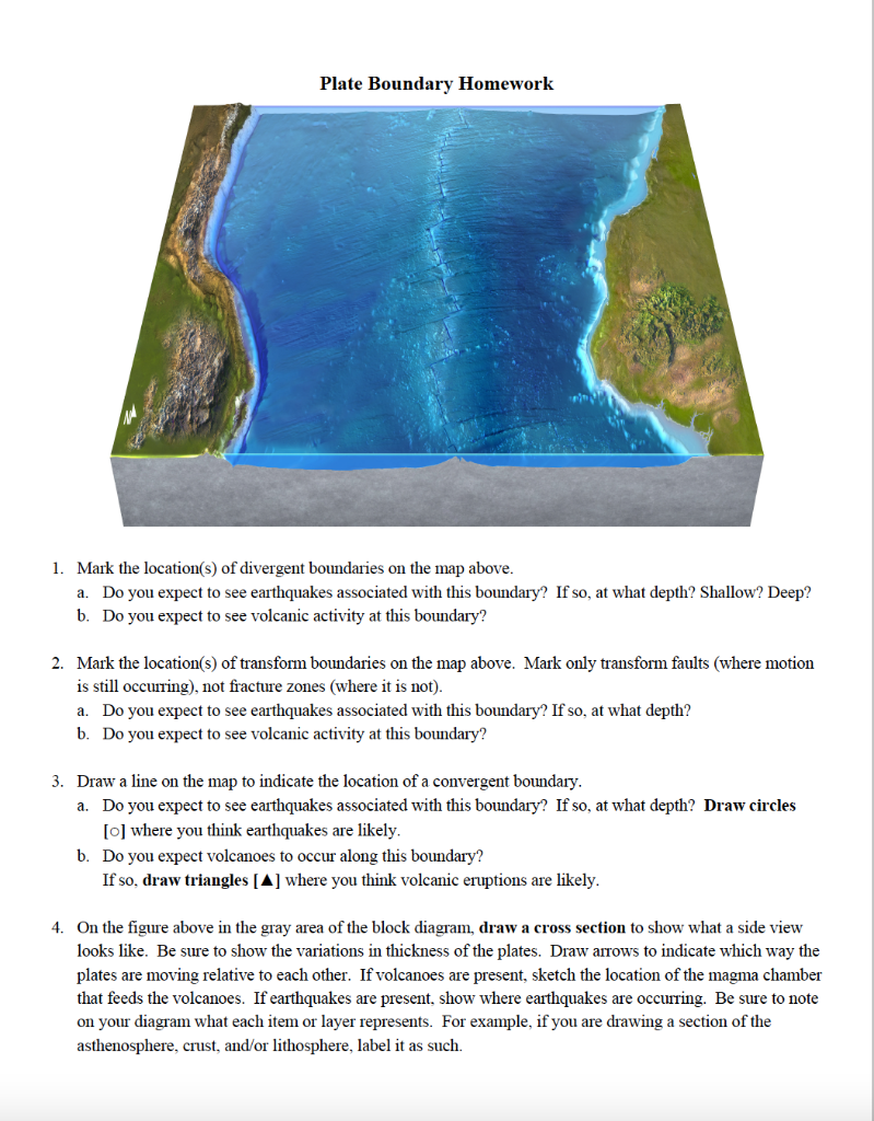 Solved Plate Boundary Homework 1. Mark the location(s) of