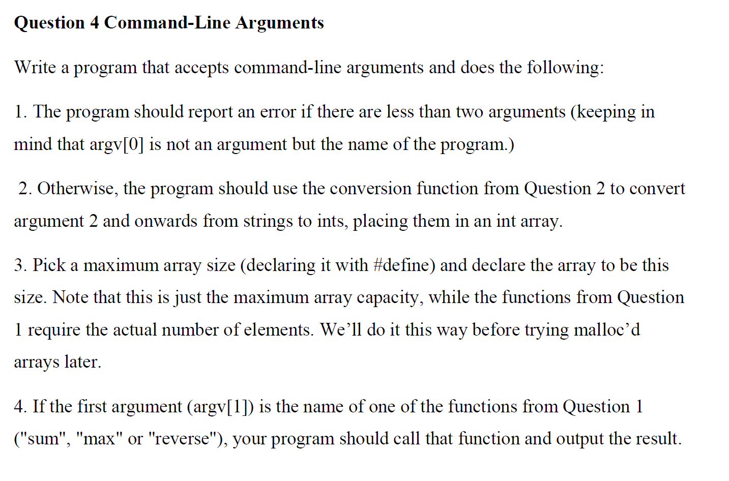 Solved I need a the answer of the 4 question as a code in C | Chegg.com