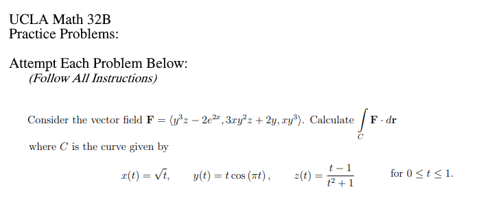 Solved UCLA Math 32B Practice Problems: Attempt Each Problem | Chegg.com