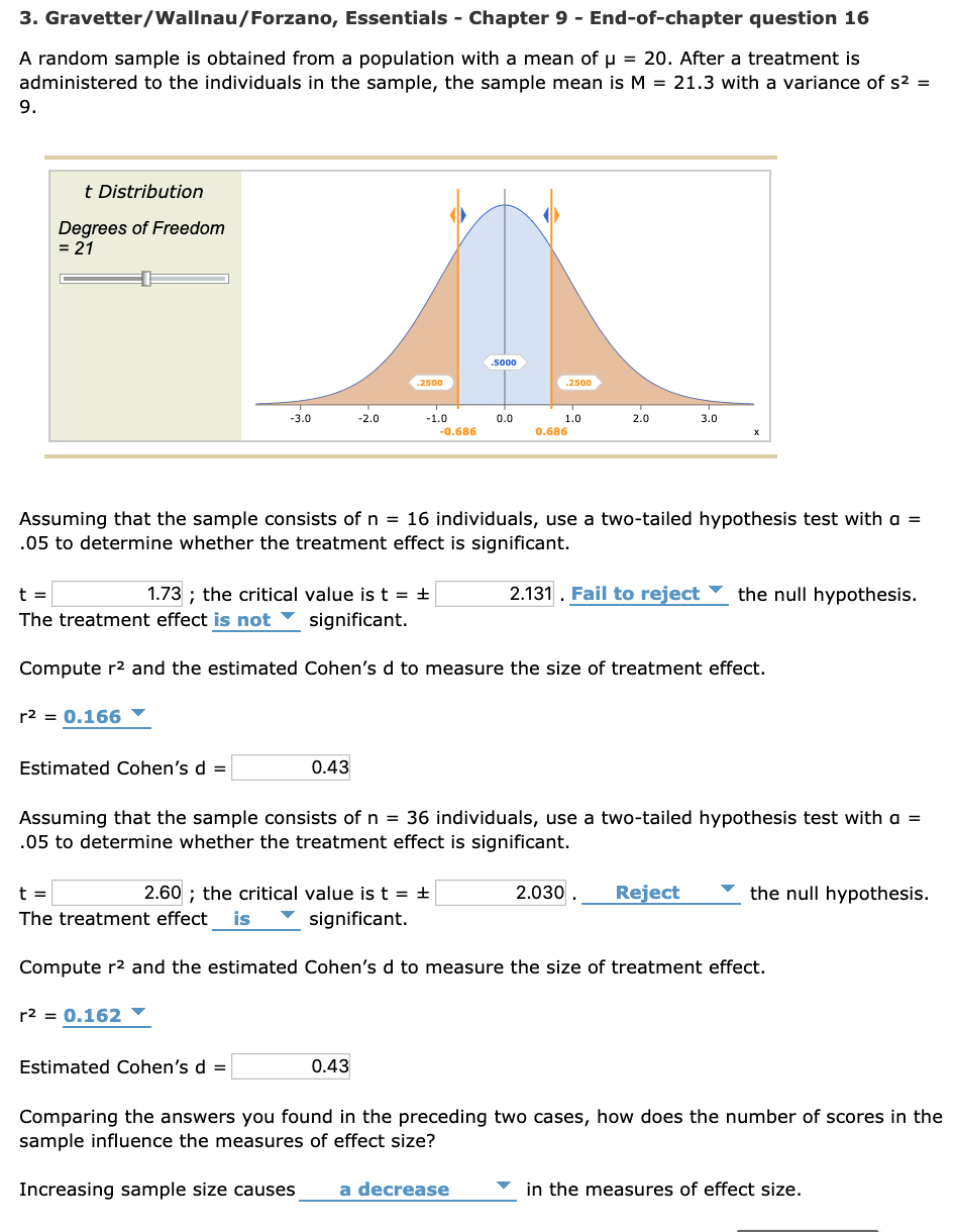 Solved 3. Gravetter/Wallnau/Forzano, Essentials Chapter 9