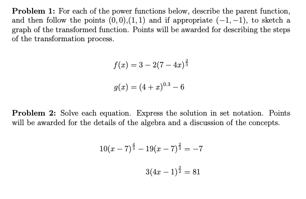 Solved Problem 1: For each of the power functions below, | Chegg.com