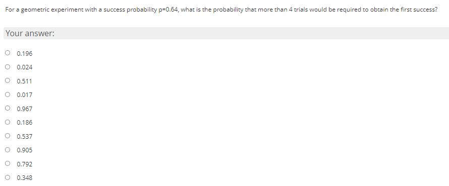 Solved For a geometric experiment with a success probability | Chegg.com