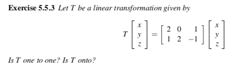 Solved Exercise 5.5.3 Let T be a linear transformation given | Chegg.com