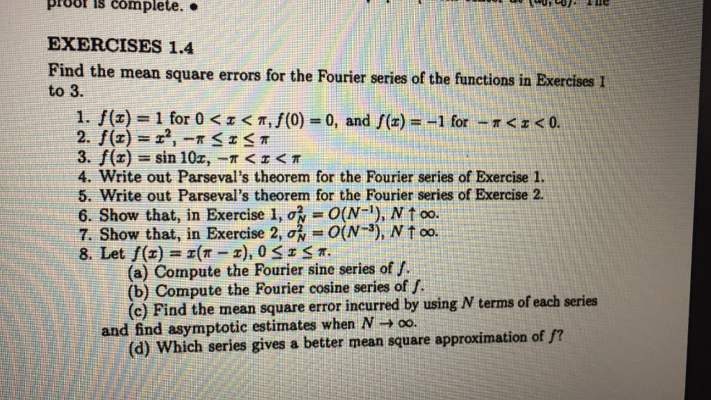 Solved proot is complete . EXERCISES 1.4 Find the mean | Chegg.com