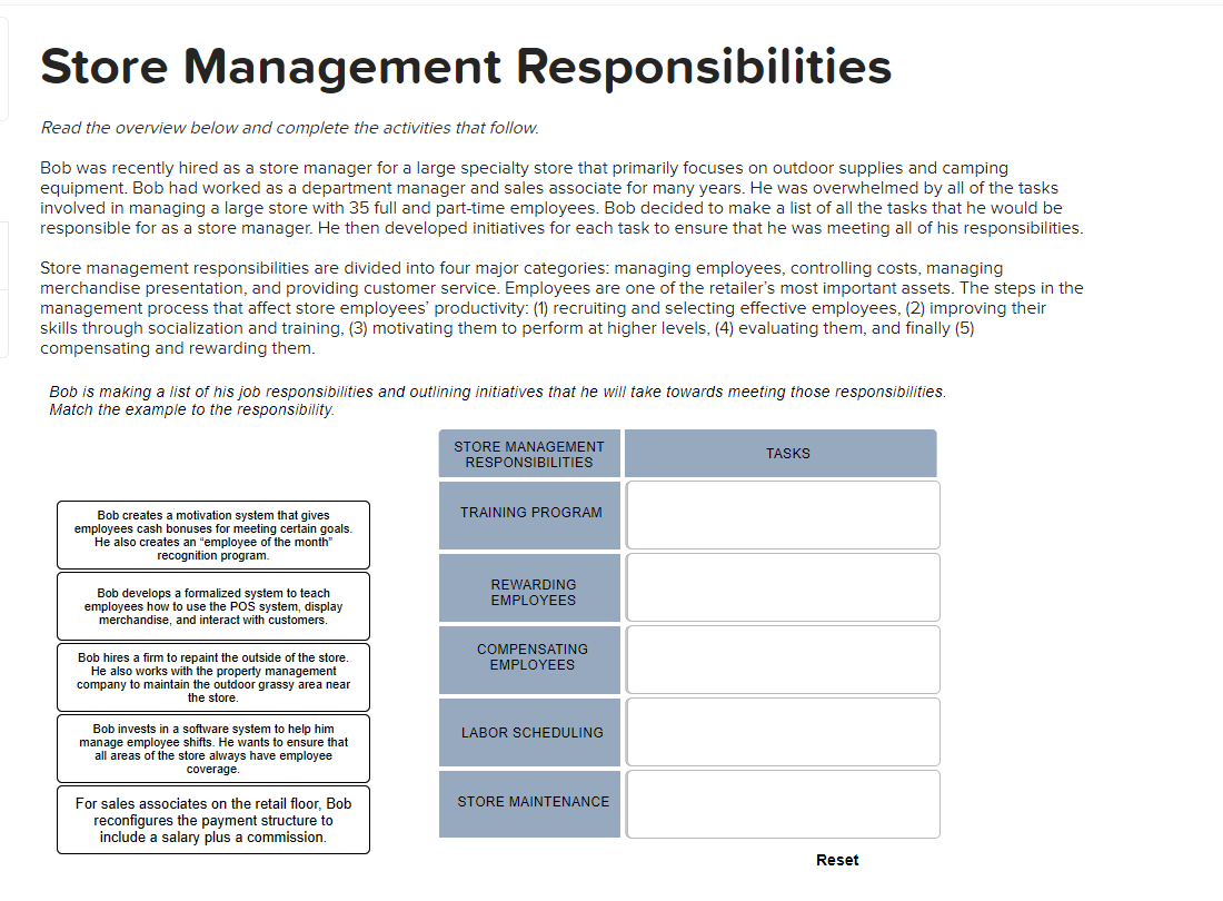 Solved Store Management Responsibilities Read The Overview Chegg Com   PhpKW2HXi