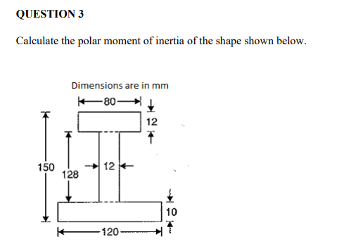 Solved QUESTION 3 Calculate the polar moment of inertia of | Chegg.com