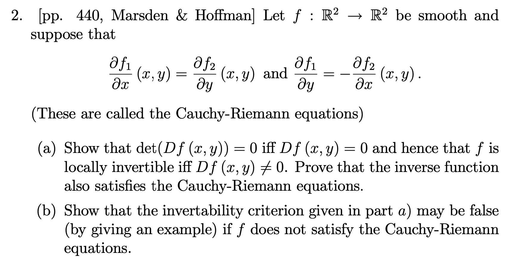 Solved 2. (pp. 440, Marsden & Hoffman] Let f : R2 + R2 be | Chegg.com