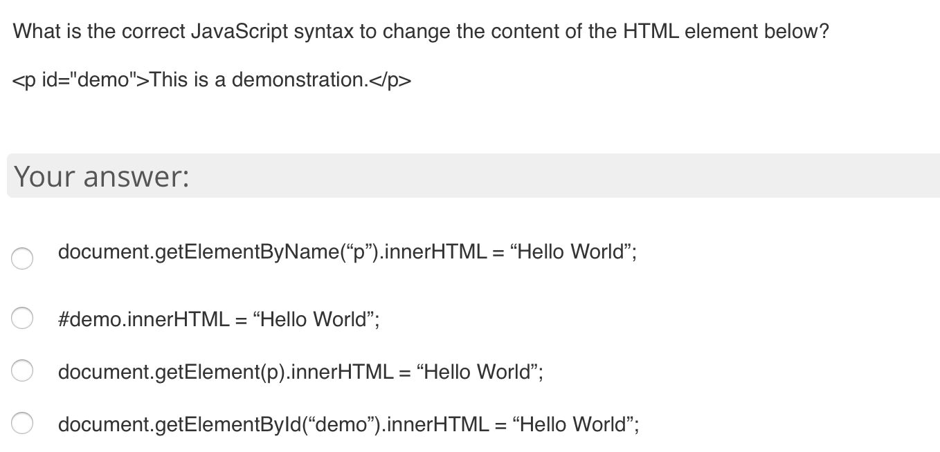 Solved What is the correct JavaScript syntax to change the | Chegg.com