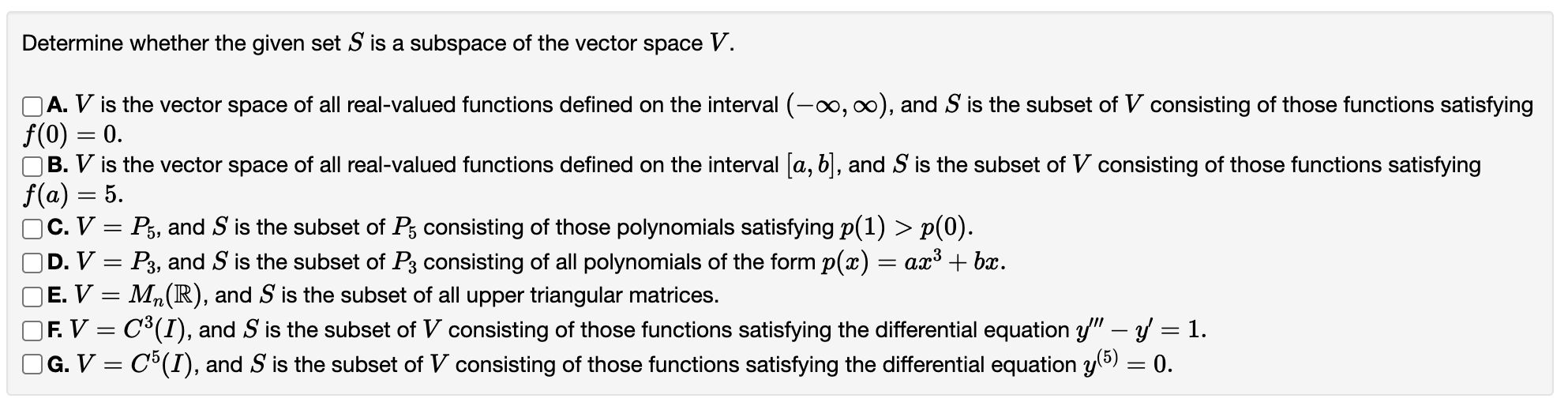 Solved Determine Whether The Given Set S Is A Subspace Of | Chegg.com