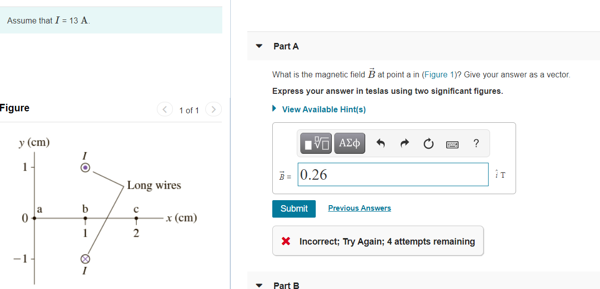 Solved Assume that I = 13 A. Part A What is the magnetic | Chegg.com