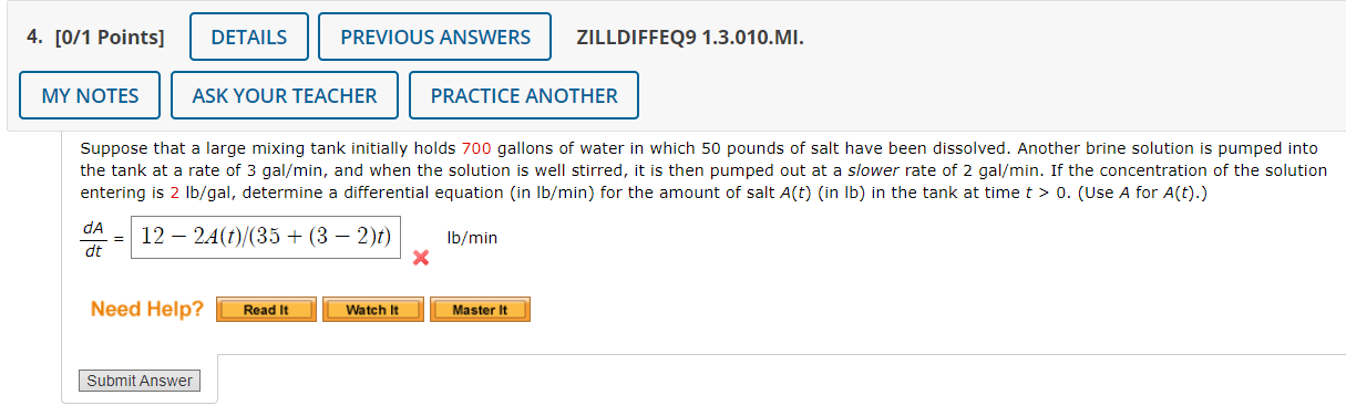 solved-suppose-that-a-large-mixing-tank-initially-holds-700-chegg