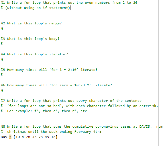 Solved %1 Write a for loop that prints out the even numbers | Chegg.com