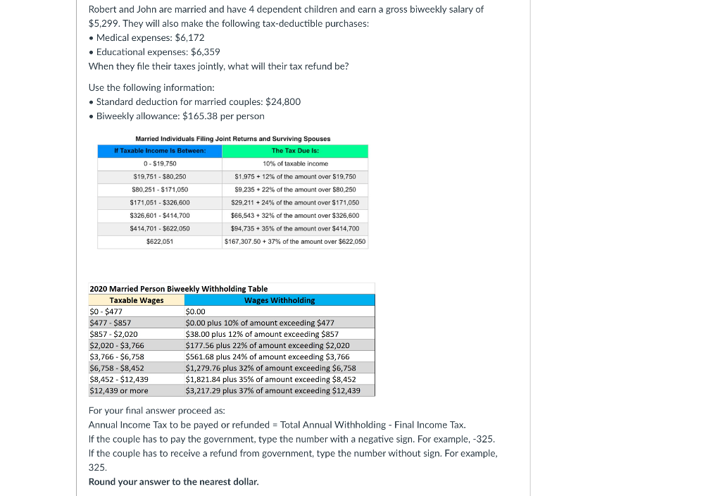 Robert And John Are Married And Have 4 Dependent C Chegg Com