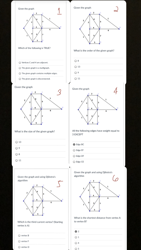 Solved Given the graph Given the graph 1 2 B2 2 1 4 1 2 la 3 | Chegg.com