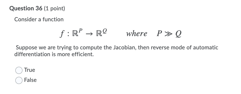 Solved Question 36 (1 point) Consider a function f: R? → R | Chegg.com
