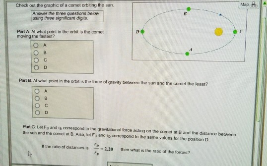 Solved Map Check out the graphic of a comet orbiting the | Chegg.com