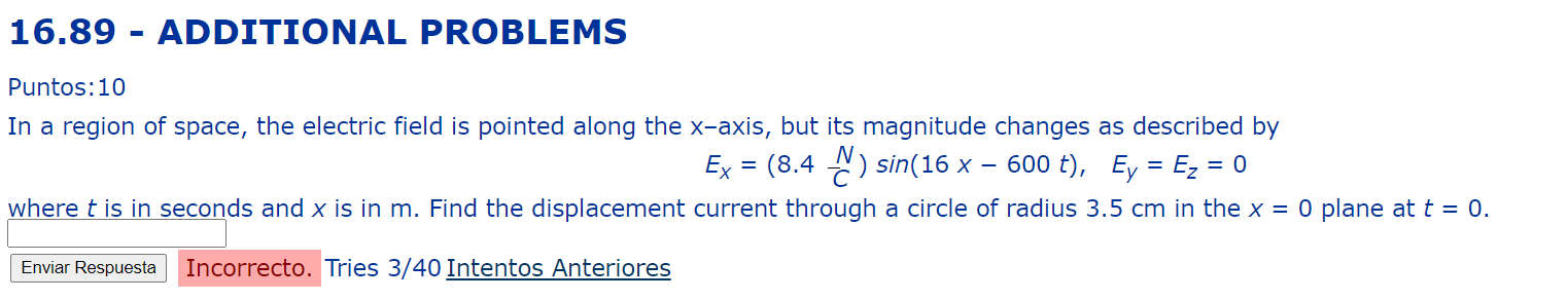 Solved Puntos: 10 In a region of space, the electric field | Chegg.com