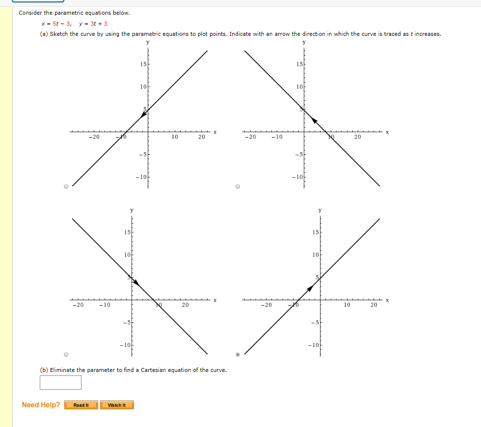 Solved Consider the parametric equations below. x = 5t - 3, | Chegg.com