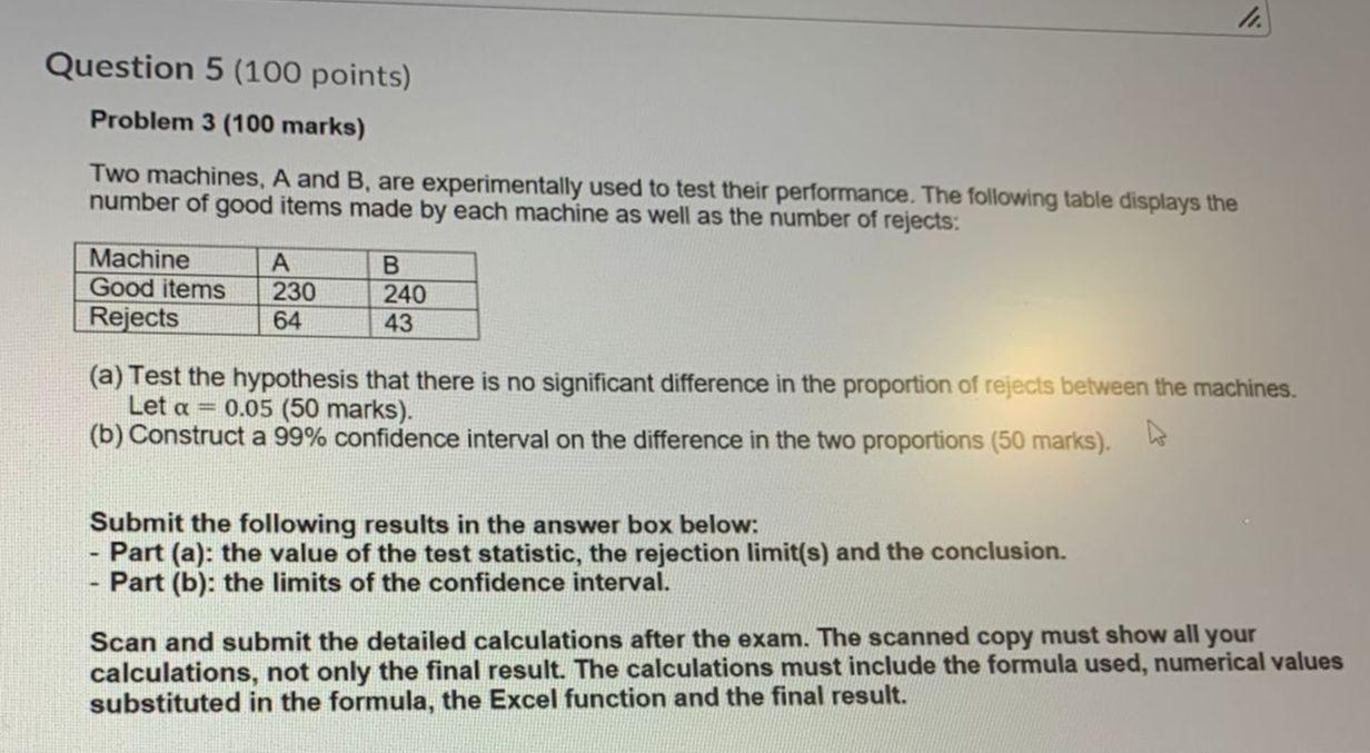 Solved Question 5 (100 points) Problem 3 (100 marks) Two | Chegg.com