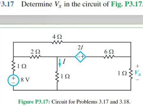 3.17 ﻿Determine Vx ﻿in the circuit of Fig. P3.17. ﻿by | Chegg.com