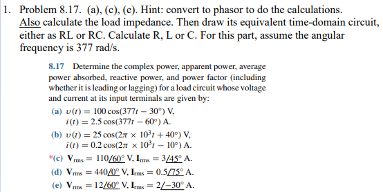 Solved 8.17 ﻿Determine the complex power, apparent power, | Chegg.com