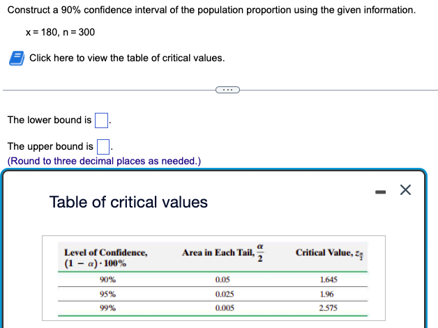 Solved Construct a 90% confidence interval of the population | Chegg.com